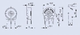 Piher Pt15 Trimmer Vertical - 2,5k pt15 0,25w Trimmer Potentiometer 10x15mm piher -