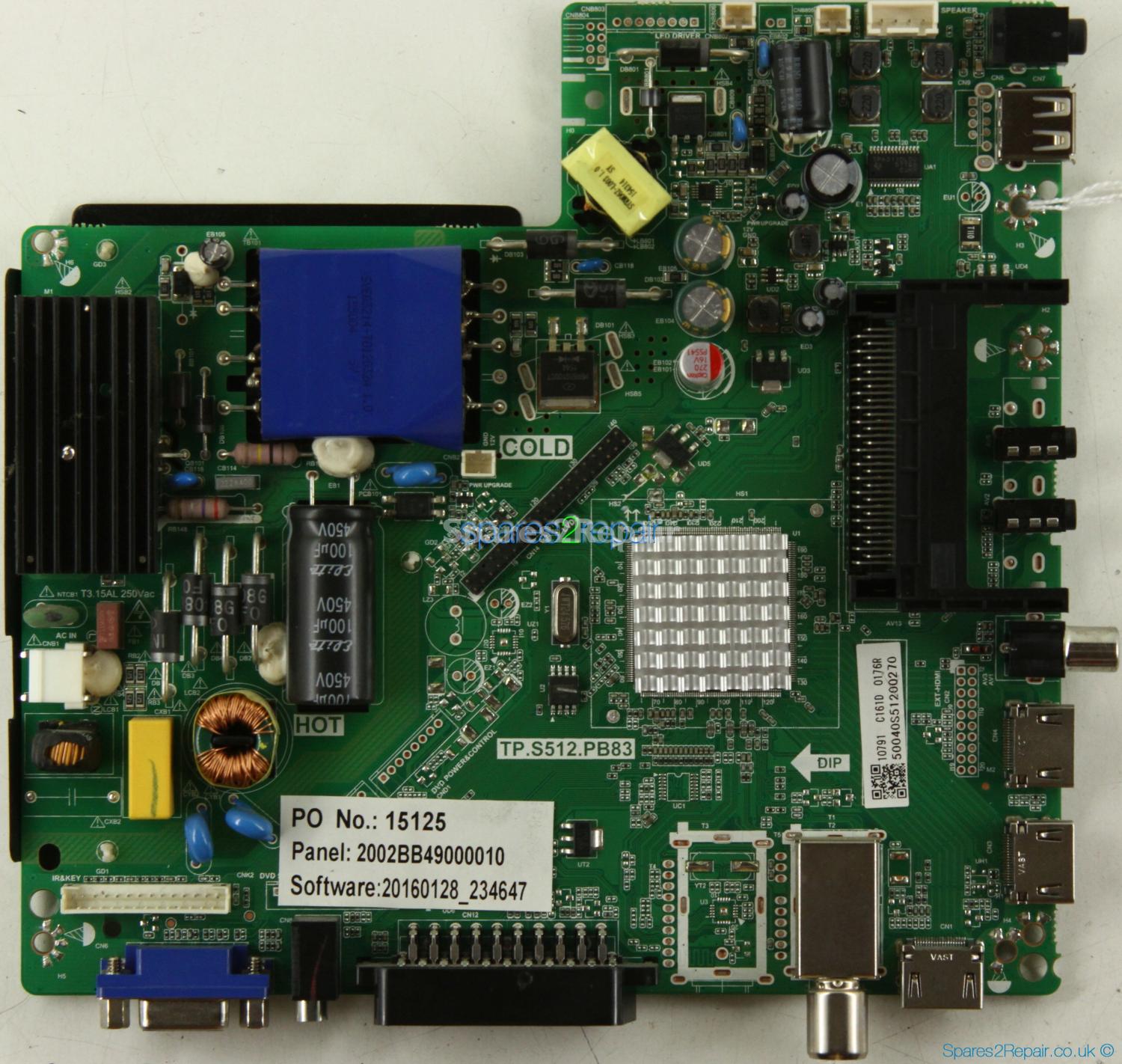 Baird TI4908DLEDBH - Main Board - TP.S512.PB83 - 15125 - 50040S51200270 - 2002BB49000010