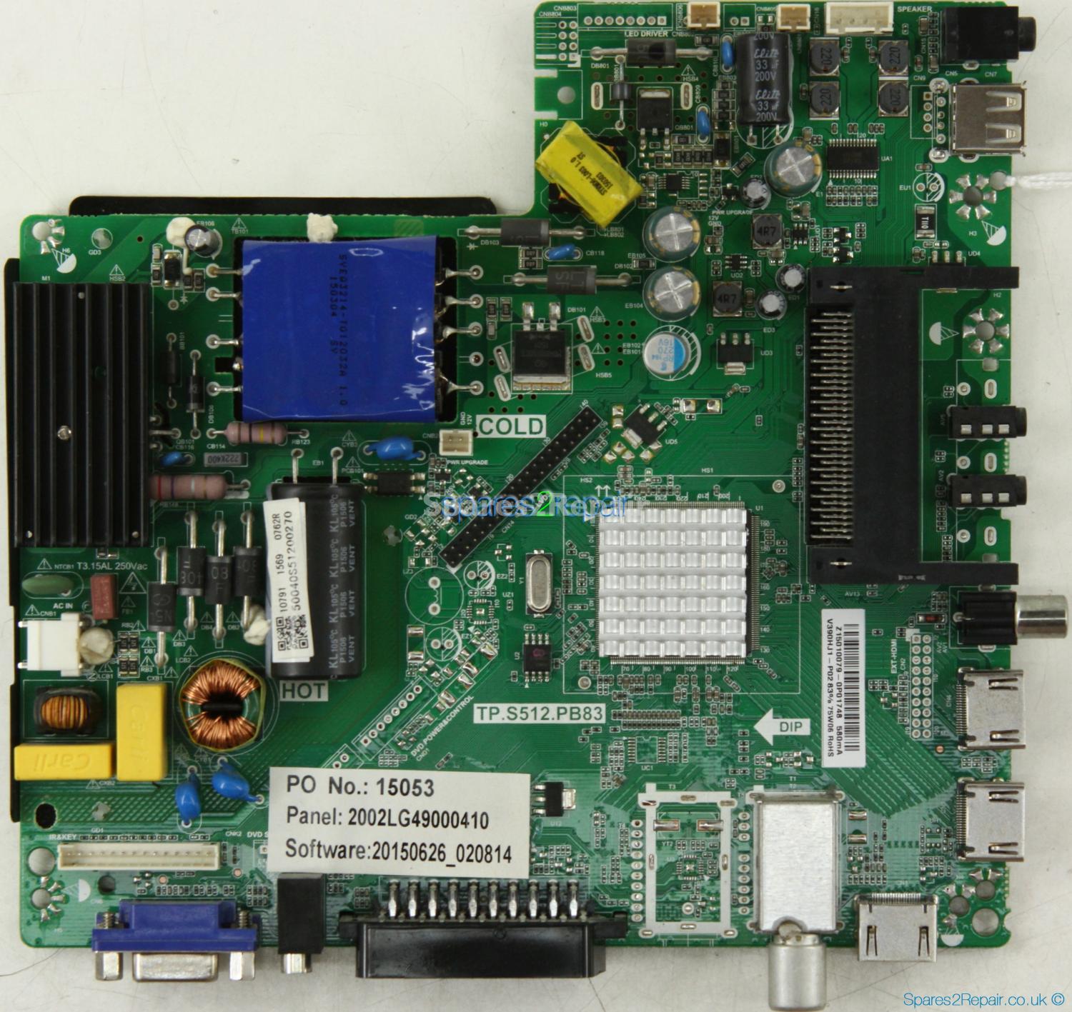 Baird TI4908DLEDBH - Main Board - TP.S512.PB83 - 15053 - Z15010079 - V390HJ1-P02