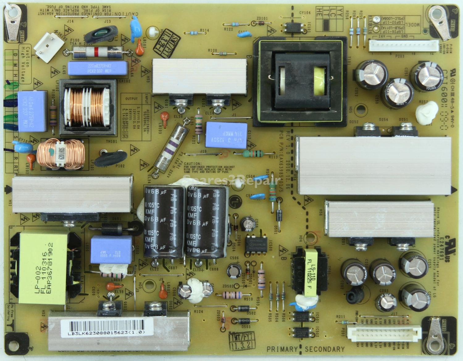 LG 32LK330U - PSU - EAY62308801 - EAX63985401/5 - REV 1.0 - LGP32-11P - PSLCL008A - 3PAGC10045A-R