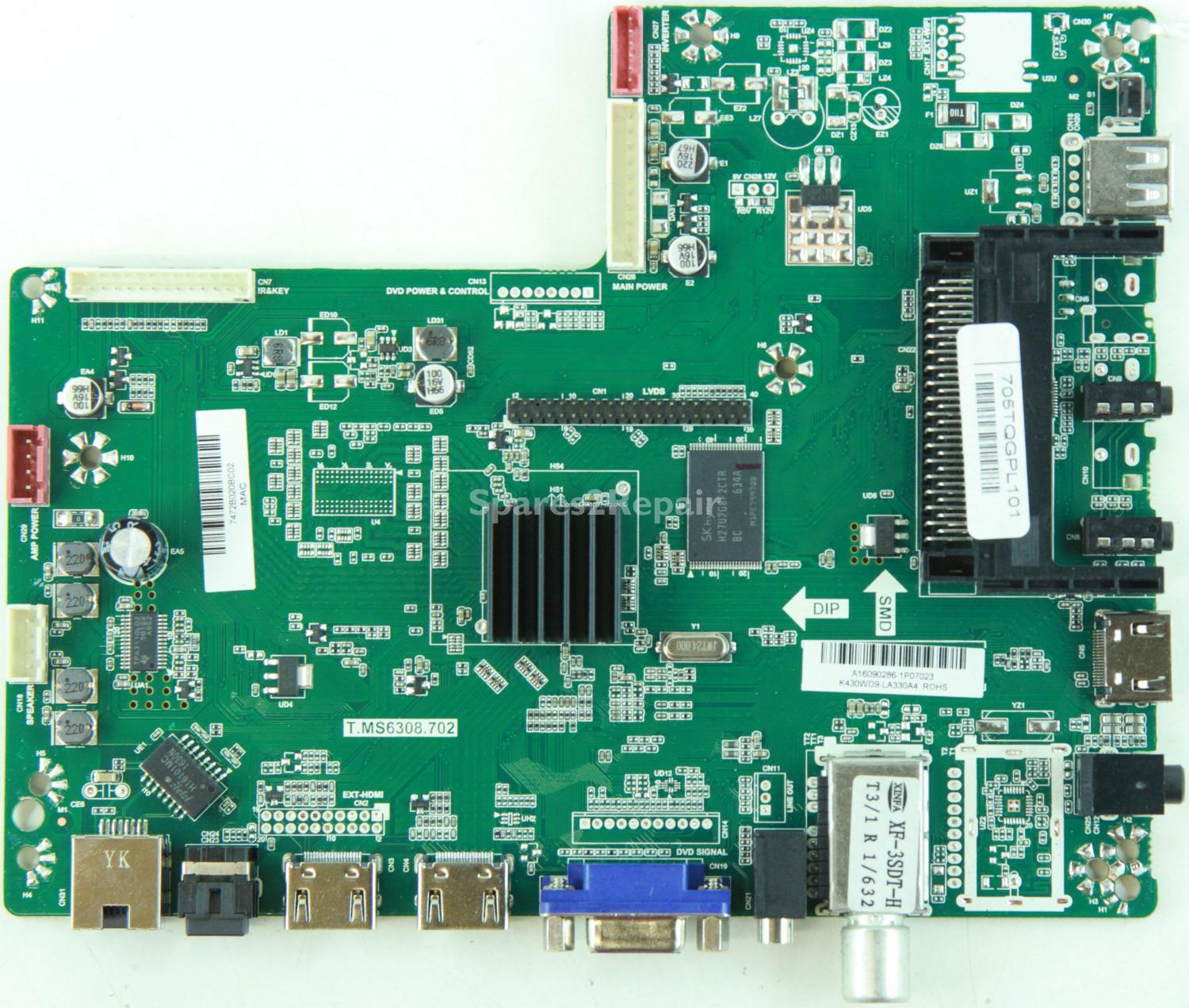 Philips 43PFT4001/05 - Main AV - A16040286 - 705TQGPL101 - T.MS6308.702 - K430WD9-LA330A4